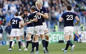 Richie Gray  celebrates with match-winner Duncan Weir